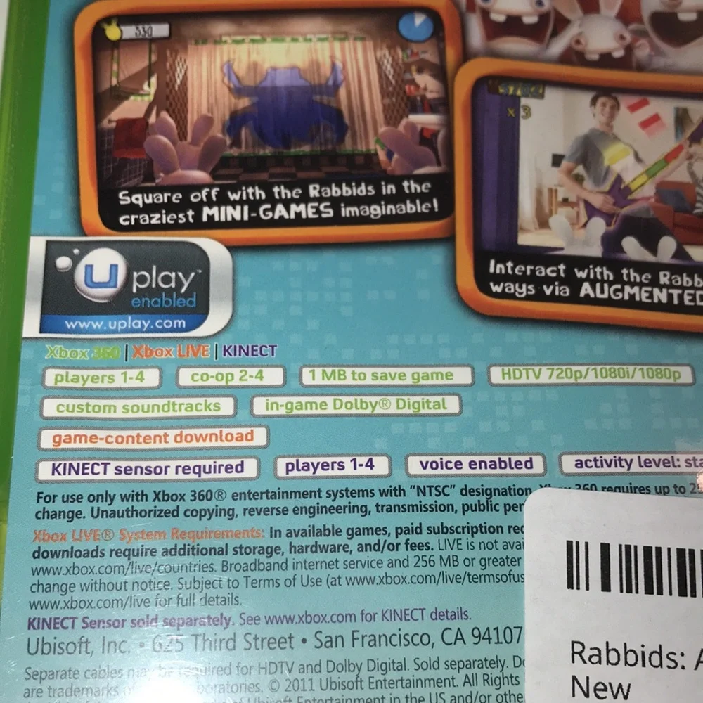 Rabbids Alive & Kicking for XBOX 360 new and sealed